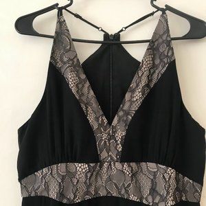 Black and Beige Lace long Gown